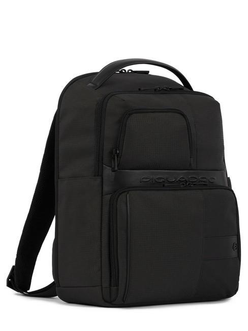 WOLLEM Mochila de piel y tela, soporte para portátil de 14" negro - Mochilas para portátil