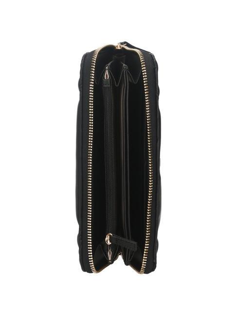 LOGO QUILTED Cartera grande con cremallera alrededor negro - Carteras Mujer