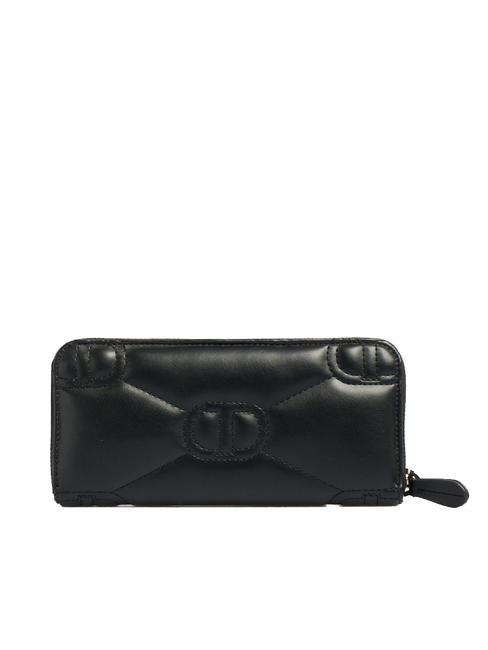LOGO QUILTED Cartera grande con cremallera alrededor negro - Carteras Mujer