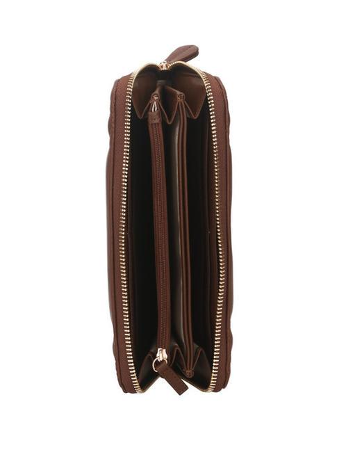 LOGO QUILTED Cartera grande con cremallera alrededor chocolate - Carteras Mujer