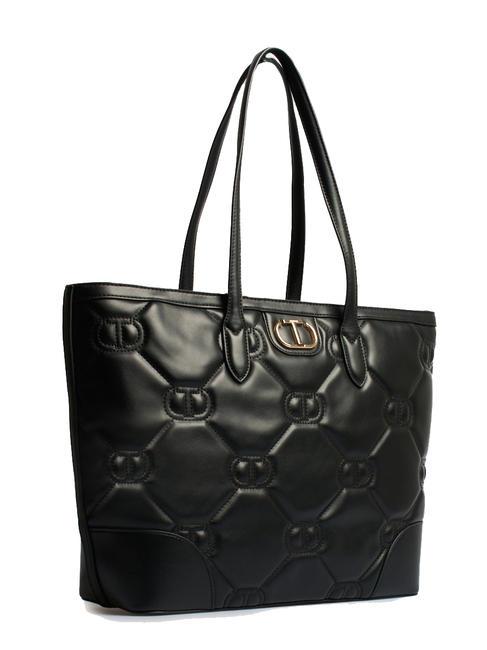 LOGO QUILTED Bolso shopping al hombro negro - Bolsos Mujer