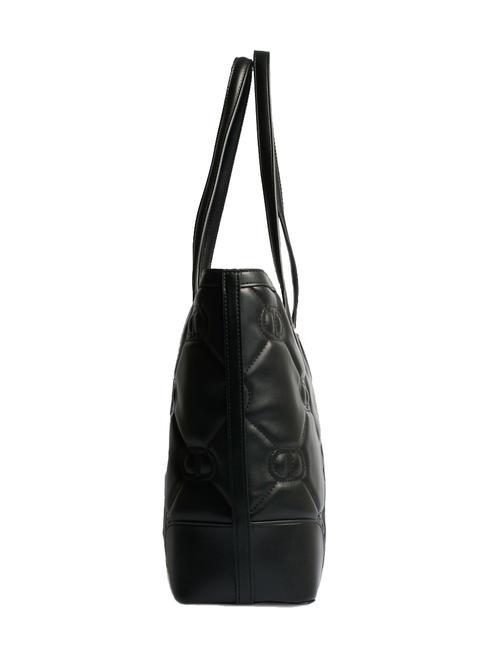 LOGO QUILTED Bolso shopping al hombro negro - Bolsos Mujer
