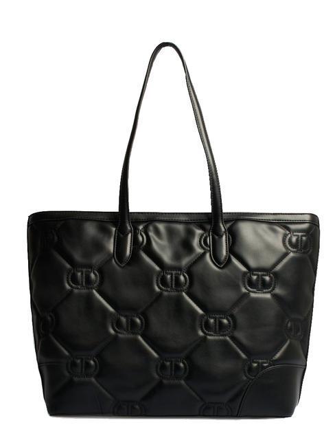 LOGO QUILTED Bolso shopping al hombro negro - Bolsos Mujer