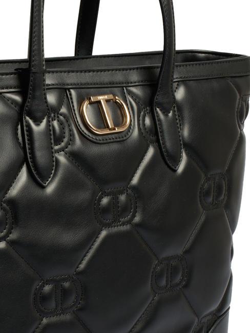 LOGO QUILTED Bolso shopping al hombro negro - Bolsos Mujer