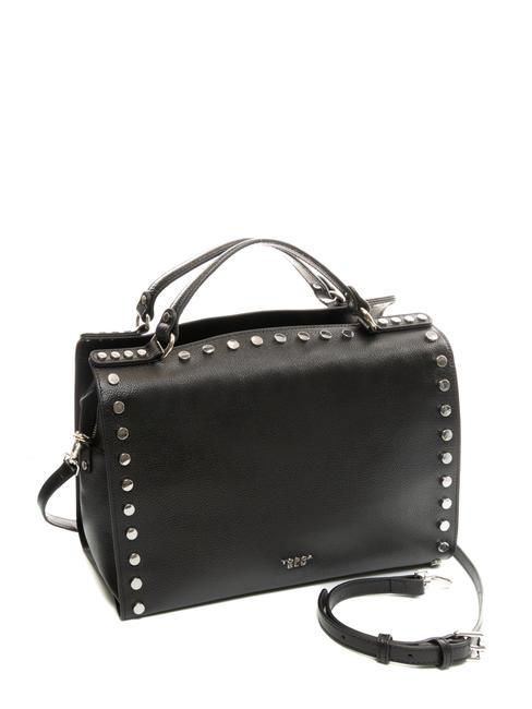 CONFETTI Bolso ba&uacute;l de piel con bandolera negro - Bolsos Mujer