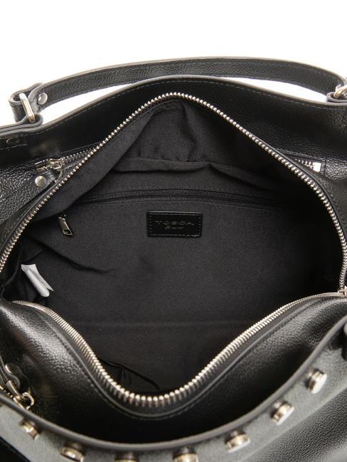 CONFETTI Bolso ba&uacute;l de piel con bandolera negro - Bolsos Mujer