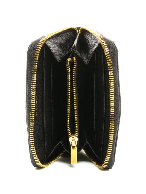 BASIC Cartera mediana de piel con cremallera negro - Carteras Mujer