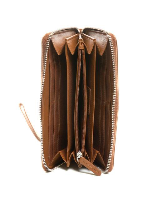 BASIC Cartera de piel con cremallera BROWN - Carteras Mujer