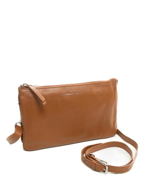 BASIC Bolso bandolera de piel BROWN - Bolsos Mujer