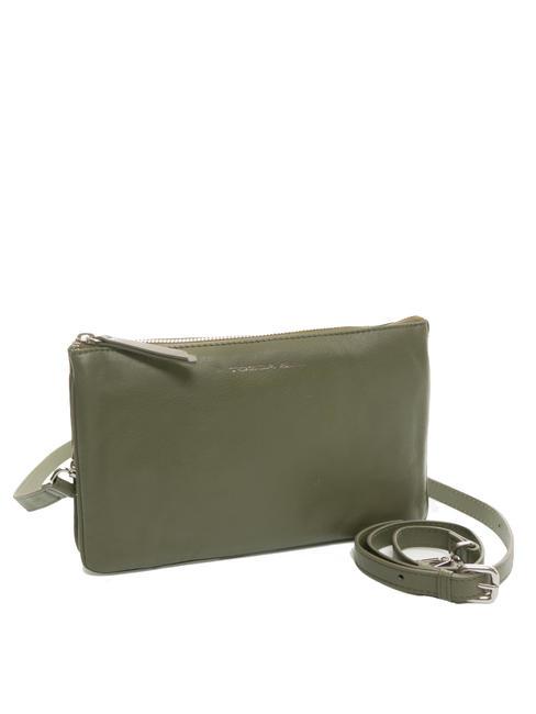 BASIC Bolso bandolera de piel verde oliva - Bolsos Mujer