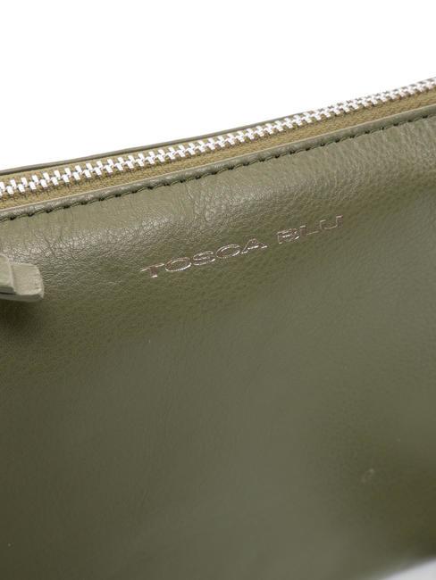 BASIC Bolso bandolera de piel verde oliva - Bolsos Mujer