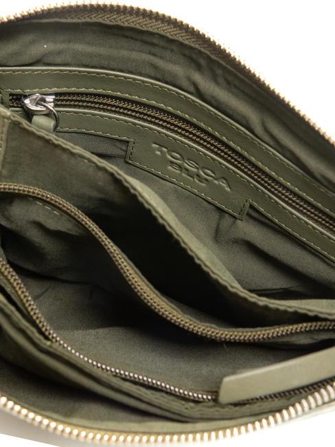 BASIC Bolso bandolera de piel verde oliva - Bolsos Mujer