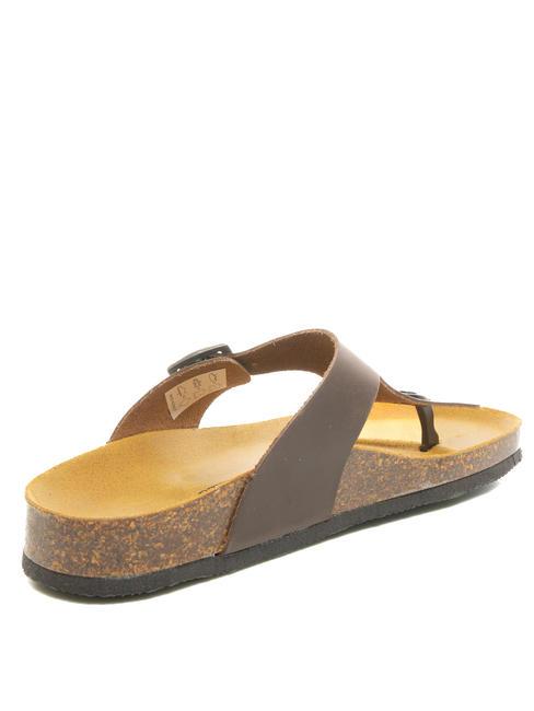 VEGA Chanclas de piel serraje marron oscuro - Zapatos Mujer