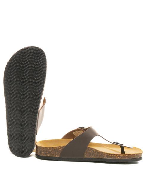 VEGA Chanclas de piel serraje marron oscuro - Zapatos Mujer
