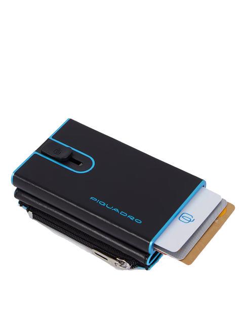 BLUE SQUARE Cartera de piel con sistema corredero negro - Carteras Hombre