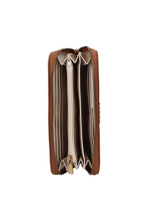 LAUREL Large Cartera con cremallera alrededor COGNAC - Carteras Mujer