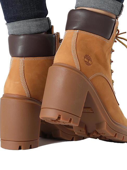 ALLINGTON Botín con cordones y tacón de nobuck trigo - Zapatos Mujer