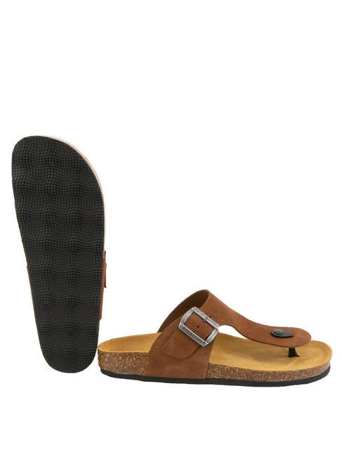 VEGA Sandalia de dedo de ante tabaco - Zapatos Hombre