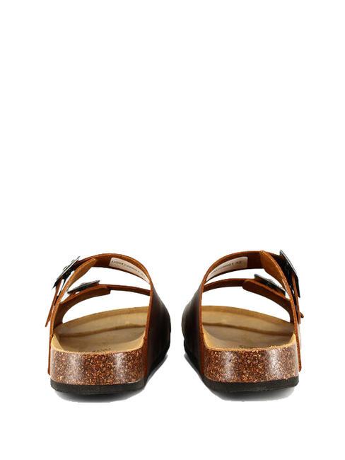 VEGA Sandalia de piel con doble hebilla marron oscuro - Zapatos Hombre