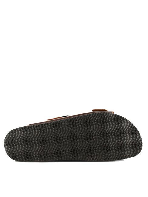 VEGA Sandalia de piel con doble hebilla marron oscuro - Zapatos Hombre