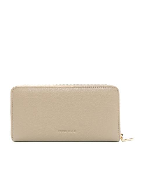 DORA Cartera grande de piel con cremallera rosa polvo - Carteras Mujer