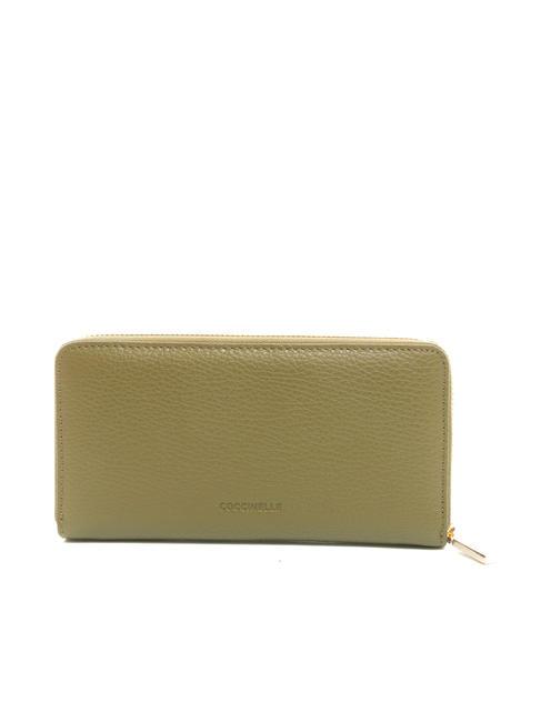DORA Cartera grande de piel con cremallera loden - Carteras Mujer