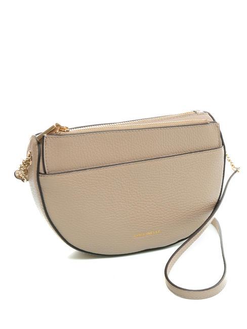 KALI Bolso bandolera de piel con bolsito rosa polvo - Bolsos Mujer