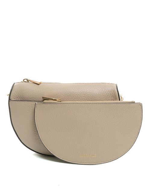 KALI Bolso bandolera de piel con bolsito rosa polvo - Bolsos Mujer