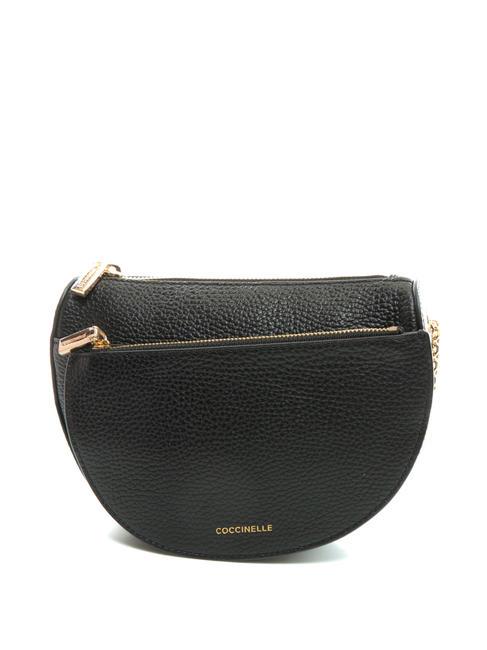KALI Bolso bandolera de piel con bolsito negro - Bolsos Mujer