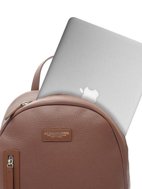 TOURIST Mochila para PC de 15", en cuero Marr&oacute;n - Mochilas para port&aacute;til