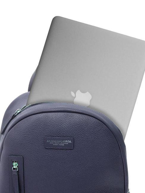 TOURIST Mochila para PC de 15", en cuero azul - Mochilas para port&aacute;til
