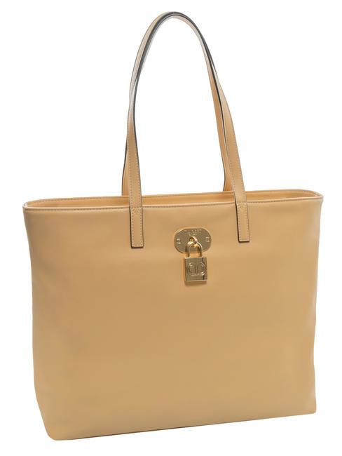 T LOCK Bolsa de hombro marrón nuez - Bolsos Mujer