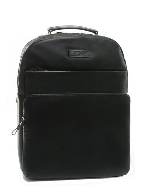 ICONIC NEW YORK Mochila de cuero para port&aacute;til de 15'' negro - Mochilas para port&aacute;til