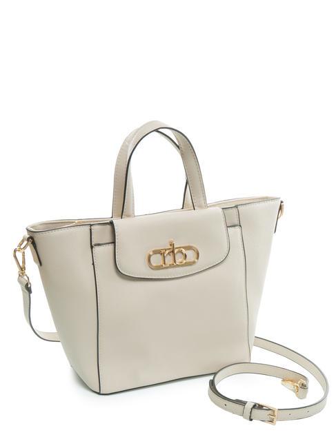 LUCE Bolso tote con bandolera y logo de metal blanquecino - Bolsos Mujer