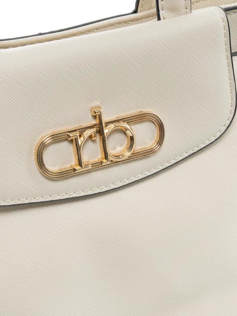 LUCE Bolso tote con bandolera y logo de metal blanquecino - Bolsos Mujer