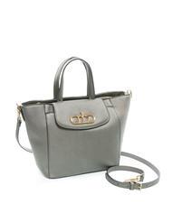ROCCOBAROCCO LUCE Bolso tote con bandolera y logo de metal gris metalizado - Bolsos Mujer - 2