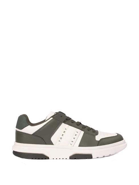 TOMMY JEANS Leather Cupsole Zapatillas de piel verde peltre/crudo - Zapatos Hombre