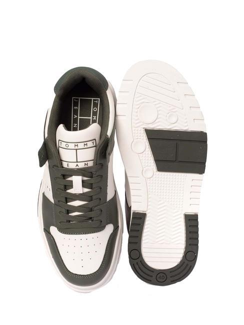 TOMMY JEANS Leather Cupsole Zapatillas de piel verde peltre/crudo - Zapatos Hombre