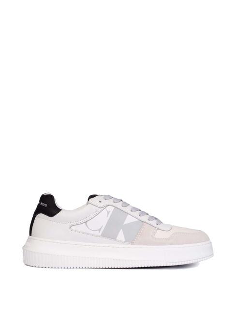 CK JEANS CHUNKY Zapatillas de piel blanco brillante/blanco crema/ostra m - Zapatos Hombre