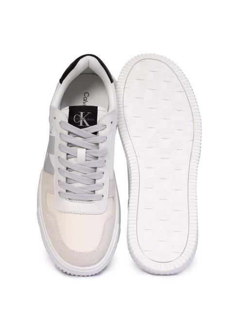 CK JEANS CHUNKY Zapatillas de piel blanco brillante/blanco crema/ostra m - Zapatos Hombre