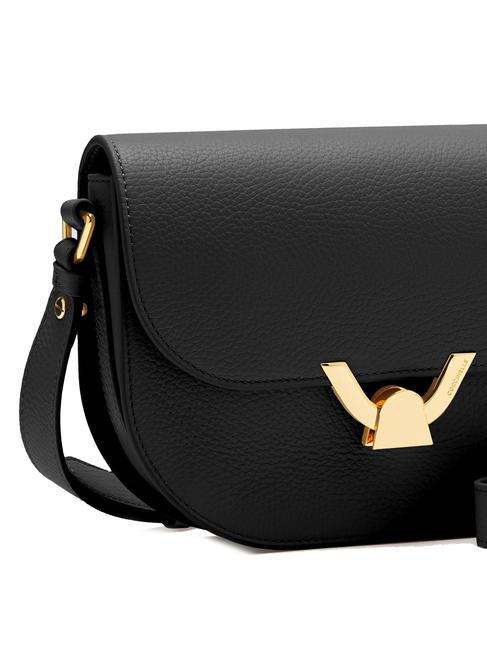 DEW Bolso bandolera de piel martillada negro - Bolsos Mujer
