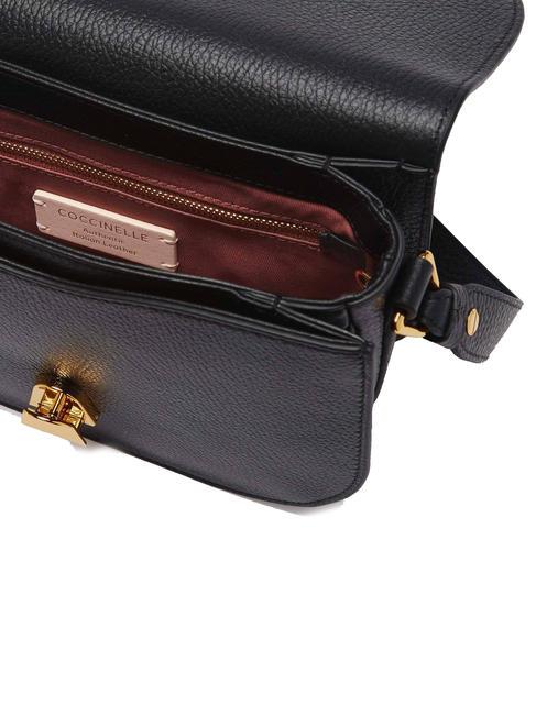 DEW Bolso bandolera de piel martillada negro - Bolsos Mujer