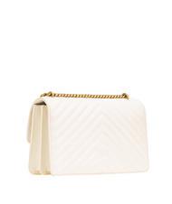 PINKO CLASSIC LOVE ONE Bolso de napa blanco seda-oro antiguo - Bolsos Mujer - 3