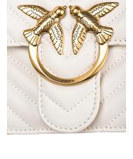 PINKO CLASSIC LOVE ONE Bolso de napa blanco seda-oro antiguo - Bolsos Mujer - 4