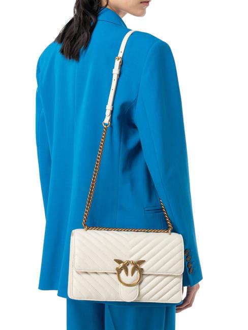 CLASSIC LOVE ONE Bolso de napa blanco seda-oro antiguo - Bolsos Mujer