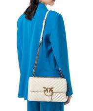 PINKO CLASSIC LOVE ONE Bolso de napa blanco seda-oro antiguo - Bolsos Mujer - 6