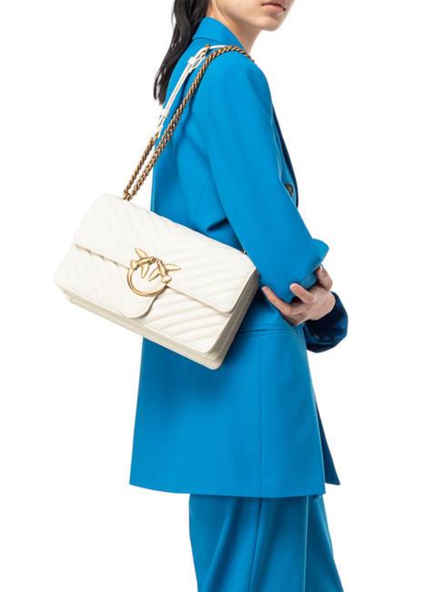 CLASSIC LOVE ONE Bolso de napa blanco seda-oro antiguo - Bolsos Mujer