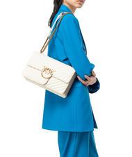 PINKO CLASSIC LOVE ONE Bolso de napa blanco seda-oro antiguo - Bolsos Mujer - 7