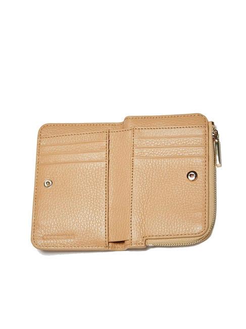 METALLIC SOFT Cartera peque&ntilde;a en piel texturizada beige fresco - Carteras Mujer