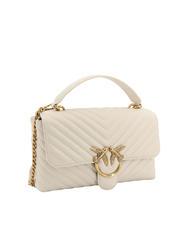 PINKO CLASSIC LADY LOVE BAG bolsa de chevrón blanco seda-oro antiguo - Bolsos Mujer - 2